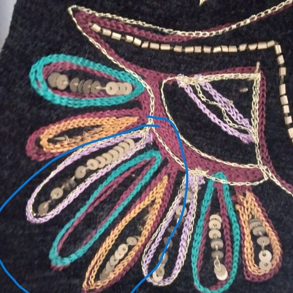 Indigo Moon | Vintage Multi Color Embroidered Tapestry Patchwork Jacket | Size L - Picture 13 of 14